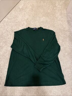 Ralph Lauren Polo Green Long Sleeve Tee with Gold Pony